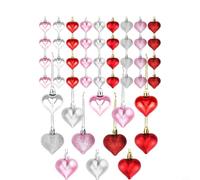 Palline per cuore Appendere Design 3D Matto Lucido Glitter Palline(4cm48) | Plastica per dura, mix 4cm e 6cm, vivaci argento, per ideale per casa scuola eventi