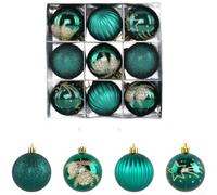 Palline per di Natale Dipinte a Mano Set 9 Finitura Metallizzata per | Realizzate in plastica per ps Dimensione 18,5x18,5x6,5 cm Adatte per decorazione per casa per festa Natale