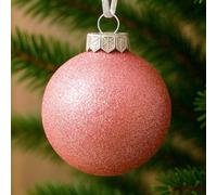 Palline rosa per decorazione albero di Natale in plastica infrangibile 60 mm e 80 mm Globi di neve glitterati Ghiaccioli Ornamenti con fiocchi di neve Set di 32