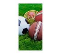 Palline sportive su erba copertura per porta banner 90 x 180 cm banner per feste cartello di benvenuto stagionale decorazione verticale porta appeso per portico ingresso decorazione giardino