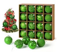 Palline verdi, ilauke confezione da 16 decorazioni scintillanti per albero di Natale e palline natalizie - 6 cm in schiuma ultra leggera, ornamenti natalizi infrangibili per decorazioni per feste e
