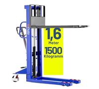 Pallit Carrello Elevatore Manuale LIFT-M 1500 kg, Sollevatore a Colonna 1600 mm, Transpallet Manuale con Ruote in PU, Carrello Sollevatore Acciaio Compatto