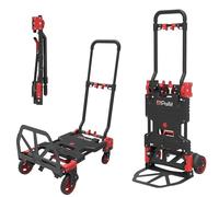 Pallit Carrello Portapacchi Pieghevole 2 in 1, Trasformabile in Carrello a Mano e Piattaforma di Trasporto, Richiudibile Salvaspazio, 4 Ruote, per Scatole, Pacchi, Legna e Giardino