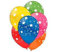 Palloncini 12" (30cm) assortiti con stampa bianca globo Stelle, 100pz.