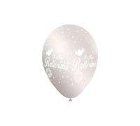 Palloncini 12" (30cm) perla 60 con stampa bianca globo Il mio Battesimo, 100pz.
