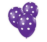 Palloncini 12" (30cm) viola 84 con stampa bianca globo Pois, 100pz.
