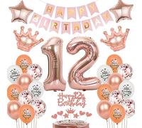 Palloncini 12 Anni Compleanno ragazza Oro Rosa decorazioni compleanno 12 anni ragazza palloncini 12 anni ragazza 12 Anni Palloncini Compleanno 12 anni Decorazione torta 12 anni ragazza Oro Rosa