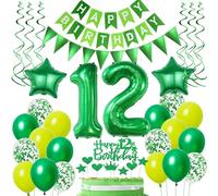 Palloncini 12 anni compleanno ragazzo Verde Palloncini 12 anni ragazzo ragazza compleanno Decorazioni 12 anni compleanno Palloncini ragazza Verde Decorazione torta 12 anni ragazzo compleanno deco