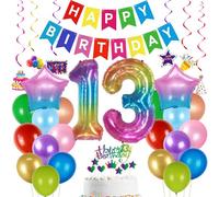 Palloncini 13 anni compleanno arcobaleno, Palloncini 13 anni ragazza compleanno, Decorazione compleanno 13 anni colorata, 13 anni Palloncini Compleanno ragazza, Palloncino 13 anni multicolore