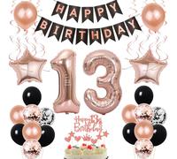 Palloncini 13 anni compleanno decorazione oro rosa nero decorazione compleanno 13 anni ragazza decorazione torta 13 anni compleanno ragazza Palloncini compleanno 13 anni ragazza Palloncino deco