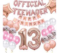 Palloncini 13 Anni Compleanno Oro Rosa, Buon Compleanno Ufficiale Adolescente Striscione Oro Rosa Numeri 13 Palloncini di Stagnola Stella Compleanno 13anni Feste di Compleanno Ragazze