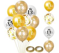 Palloncini 13 anni compleanno ragazzo ragazza decorazioni 32 pezzi oro bianco lattice palloncini 13 anni compleanno decorazioni felice 13 anni ragazzo compleanno palloncini 13 anni ragazza deco