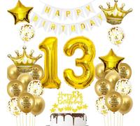 Palloncini 13 anni compleanno ragazzo ragazza decorazioni torta oro 13 anni compleanno ragazzo decorazioni festa oro bianco decorazioni compleanno 13 anni ragazza ragazzo palloncini decorazioni
