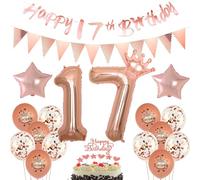 Palloncini 17 compleanno ragazza decorazione oro rosa set, palloncini 17 compleanno deco ragazza felice 17 compleanno ghirlande, 17 anni ragazza deco compleanno deco 17 anni ragazza 17 torta deco