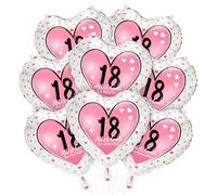 Palloncini 18 Anni Compleanno, Decorazioni Compleanno 18 Anni Ragazza, 8 Pezzi Palloncini Foil Rosa, Palloncini a Forma di Cuore come Addobbi per Festa di Compleanno Ragazza 18 Anni