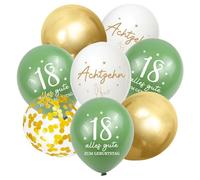 Palloncini 18 anni di compleanno 30 pezzi decorazione 18° compleanno ragazzo ragazza 18 palloncini buon compleanno verde salvia oro 18° decorazione compleanno donne 18° compleanno coriandoli 18°