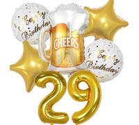 Palloncini 29 anni Compleanno Oro, Decorazione Compleanno 29 anni Uomo Donna, Festone Buon Compleanno 29 anni, Palloncino Bottiglia di Birra Decorazioni Festa Compleanno per 29 anni Donna Uomo