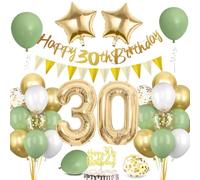 Palloncini 30 Anni Compleanno Verde Oro, Decorazioni Uomo Donna, Festone Buon Compleanno, Addobbi Oro Verde per Festa