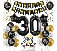 Palloncini 30 anni nero Neri oro, decorazione compleanno 30 anni donna uomo palloncini 30 anni donna, palloncini foil 30, compleanno 30 anni uomo decorazione torta 30 anni donna Neri