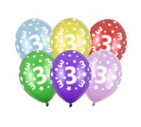 Palloncini 30 cm, 3 ° compleanno, mix metallico (1 VPE / 50 pz.)
