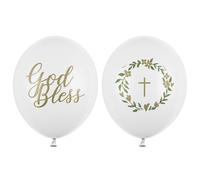 Palloncini 30 cm, God Bless, bianco puro pastello (1 VPE / 50 pz.)