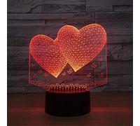 Palloncini 3D a forma di cuore doppio LED Luce notturna 3D Lampada da atmosfera romantica Illuminazione Decorazione per matrimoni Amanti Regalo di coppia