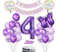 Palloncini 4 anni compleanno farfalla, Viola 4 anni compleanno feste decorazioni farfalla, Ragazza farfalle 4 anni decorazione compleanno, Palloncino 4 anni ragazza farfalla