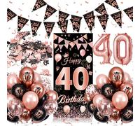 Palloncini 40 Anni Compleanno Donna, Compleanno 40 anni Decorazioni Oro Rosa e Nero, ghirlande Happy Birthday, Festone Buon Compleanno per Feste 40 Anni Donna