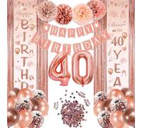 Palloncini 40 Anni Compleanno, Oro Rosa Decorazioni Compleanno 40 anni, Addobbi 40 Anni Compleanno Donna, Decorazioni Compleanno Rosa Gold, Compleanno Banner, per Feste di Compleanno