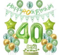 Palloncini 40 anni compleanno Uomo Donna, Palloncini Compleanno 40 Anni Verde, 40 Anni Palloncini Compleanno verde, 40 anni Decorazione Compleanno Uomo Donna verde salvia