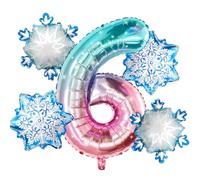 Palloncini 6 anni 5 Pezzi Palloncino Fiocco di Neve Palloncini Numero 6 Decorazione Compleanno Fiocco di Neve Per Bambini Ragazze Feste di Compleanno