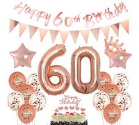 Palloncini 60°compleanno donna deco oro rosa set,palloncini 60°compleanno decorazione donna buon 60°compleanno ghirlande,60 anni donna decorazione compleanno 60 anni donna 60 anni deco torta