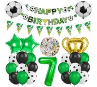 Palloncini 7 Compleanno Calcio, Decorazioni Compleanno 7 Anni, Palloncino Alluminio Calcio, Ballons Lattice Verde Nero, Ballons Trofeo, Happy Birthday Striscione, per Tema Sportivo Festa Bambini