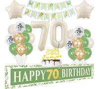 palloncini 70 anni compleanno decorazioni donna uomo, ghirlanda 70 compleanno banner bianco verde oro, decorazioni 70 anni compleanno donna uomo, compleanno 70 anni donna palloncino 70