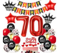 Palloncini 70 anni compleanno nero rosso,Palloncini compleanno 70 anni Donna rosso nero,70 Anni Palloncini Compleanno Uomo Donna,Decorazione 70 anni compleanno rosso Donna
