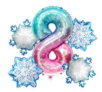 Palloncini 8 anni 5 Pezzi Palloncino Fiocco di Neve Palloncini Numero 8 Decorazione Compleanno Fiocco di Neve Per Bambini Ragazze Feste di Compleanno