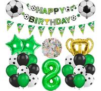 Palloncini 8 Compleanno Calcio, Decorazioni Compleanno 8 Anni, Palloncino Alluminio Calcio, Ballons Lattice Verde Nero, Ballons Trofeo, Happy Birthday Striscione, per Tema Sportivo Festa Bambini