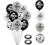 Palloncini 90 anni compleanno donna uomo decorazioni 14 pezzi nero argento bianco lattice palloncini 90 anni compleanno deco 90 donna decorazione 90 uomo