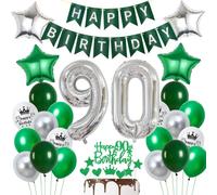 Palloncini 90 compleanno verde argento, Palloncini 90 anni Uomo Donna compleanno, Festa 90 anni Decorazione verde argento, Decorazione 90 anni compleanno Uomo Donna verde argento