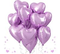 Palloncini a cuore in foil viola, palloncini a forma di cuore in mylar lavanda, palloncini a cuore in elio viola chiaro da 18 pollici per compleanni di donne, matrimoni, San Valentino, anniversari e r