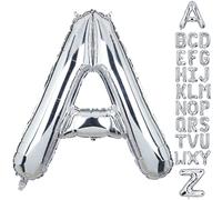 Palloncini a elio in Mylar con lettera A, 100 cm, grandi dimensioni in argento, per decorazioni per feste di compleanno, decorazioni per matrimoni, ragazze, parola personalizzata HH (argento-A)