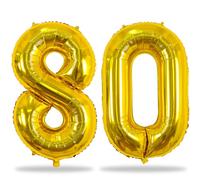 Palloncini a elio per 80° compleanno, giganti in lamina d'oro in Mylar numero 80, auto-gonfiabili, per uomini e donne, decorazioni per feste per 80° anniversario