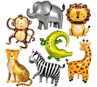 Palloncini a forma di animale, decorazioni per il compleanno di uno selvatico, set di 7 palloncini in lamina include leone, elefante, giraffa, zebra, scimmia, leopardo e coccodrillo, palloncini safari
