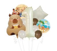 Palloncini a forma di capybara 5 pezzi-Decorazioni di compleanno a tema animale per baby shower, forniture per feste di genere rivelatore, palloncini in alluminio Mylar durevoli