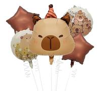 Palloncini a forma di capybara 5 pezzi-Decorazioni di compleanno a tema animale per baby shower, forniture per feste di genere rivelatore, palloncini in alluminio Mylar durevoli