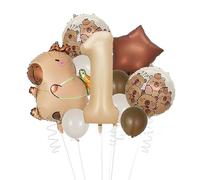 Palloncini a forma di capybara 5 pezzi-Decorazioni di compleanno a tema animale per baby shower, forniture per feste di genere rivelatore, palloncini in alluminio Mylar durevoli
