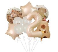 Palloncini a forma di capybara 5 pezzi-Decorazioni di compleanno a tema animale per baby shower, forniture per feste di genere rivelatore, palloncini in alluminio Mylar durevoli