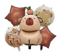 Palloncini a forma di capybara 5 pezzi-Decorazioni di compleanno a tema animale per baby shower, forniture per feste di genere rivelatore, palloncini in alluminio Mylar durevoli