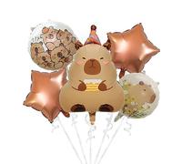 Palloncini a forma di capybara 5 pezzi-Decorazioni di compleanno a tema animale per baby shower, forniture per feste di genere rivelatore, palloncini in alluminio Mylar durevoli