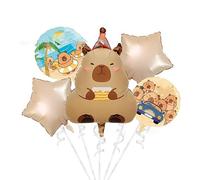 Palloncini a forma di capybara 5 pezzi-Decorazioni di compleanno a tema animale per baby shower, forniture per feste di genere rivelatore, palloncini in alluminio Mylar durevoli